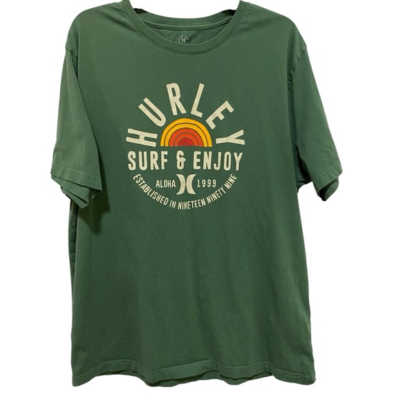 Hurley Green Short Sleeve Tee Graphic Tee Crew Neck Size XL - Picture 1 of 13